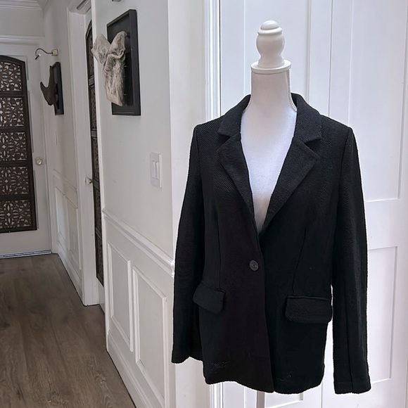 Anthropologie Sanctuary Womens Black Oversized Cotton Blend Boyfriend Blazer S - Picture 4 of 14